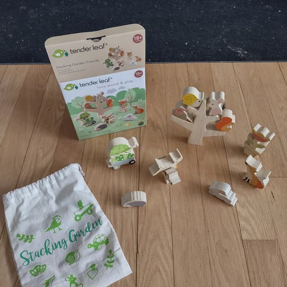 Tender Leaf Stacking Garden Friends Wooden Play Set - Natural & Green - Picture 1 of 4
